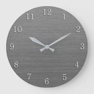 Reloj Redondo Grande Aspecto Metalizado plateado con números blancos