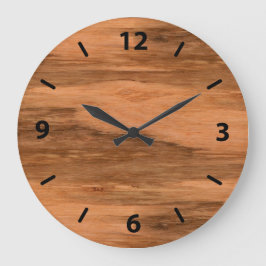 Reloj Redondo Grande Aspecto natural de Eucalyptus Madera de Grano