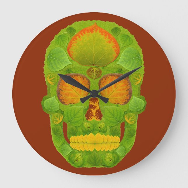 Reloj Redondo Grande Aspen Leaf Skull 10 (Anverso)