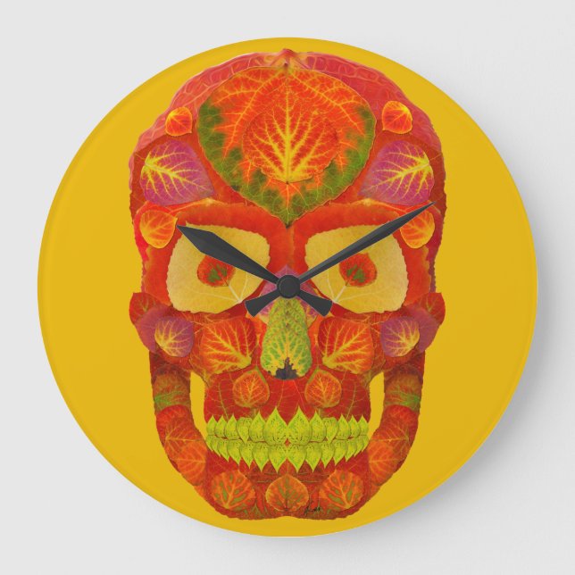 Reloj Redondo Grande Aspen Leaf Skull 16 (Anverso)