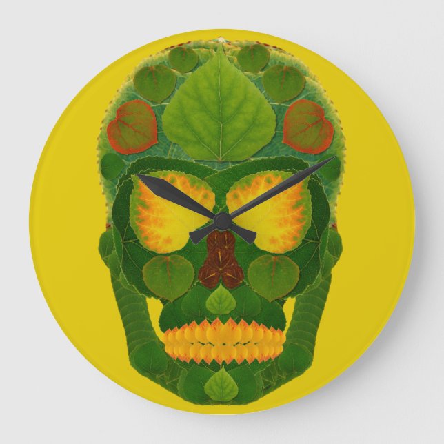 Reloj Redondo Grande Aspen Leaf Skull 9 (Anverso)