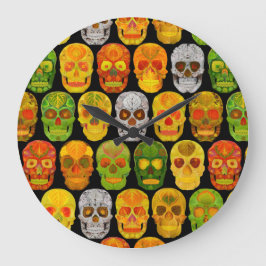 Reloj Redondo Grande Aspen Leaf Skulls sin fisuras patrón 2018