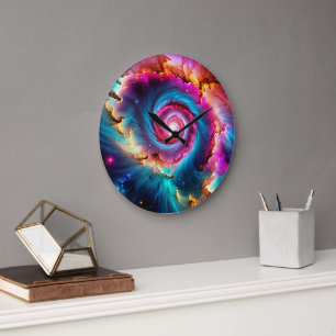 Reloj Redondo Grande “Astralis” - Nebulosa y Galaxias                  