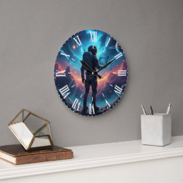 Reloj Redondo Grande Astronauta Ciberpunk Futurista Nebulosa Espacio Ún