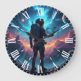 Reloj Redondo Grande Astronauta Ciberpunk Futurista Nebulosa Espacio Ún