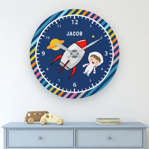Reloj Redondo Grande Astronauta Cute Boy Espacio Ultraterrestre - Sala 