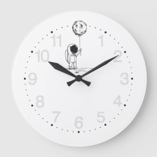 Reloj Redondo Grande Astronauta en el espacio con estrellas del cosmos 