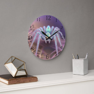 Reloj Redondo Grande Asustado Cazador 3D Araña de arte fractal,