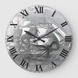 Reloj Redondo Grande Ataque por el pulpo gigante