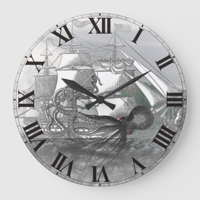 Reloj Redondo Grande Ataque por el pulpo gigante (Anverso)