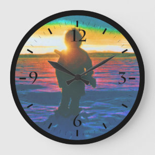 Reloj Redondo Grande Atardecer de cazador esquimal vintage USA alaska