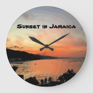 Reloj Redondo Grande Atardecer en Jamaica