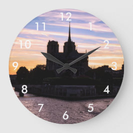 Reloj Redondo Grande Atardecer en Notre Dame de París - París, Francia