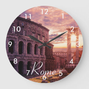 Reloj Redondo Grande Atardecer sobre el Coliseo de Roma