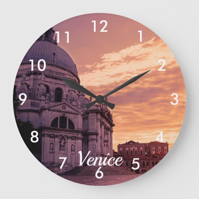 Reloj Redondo Grande Atardecer sobre la Basílica de Venecia (Anverso)
