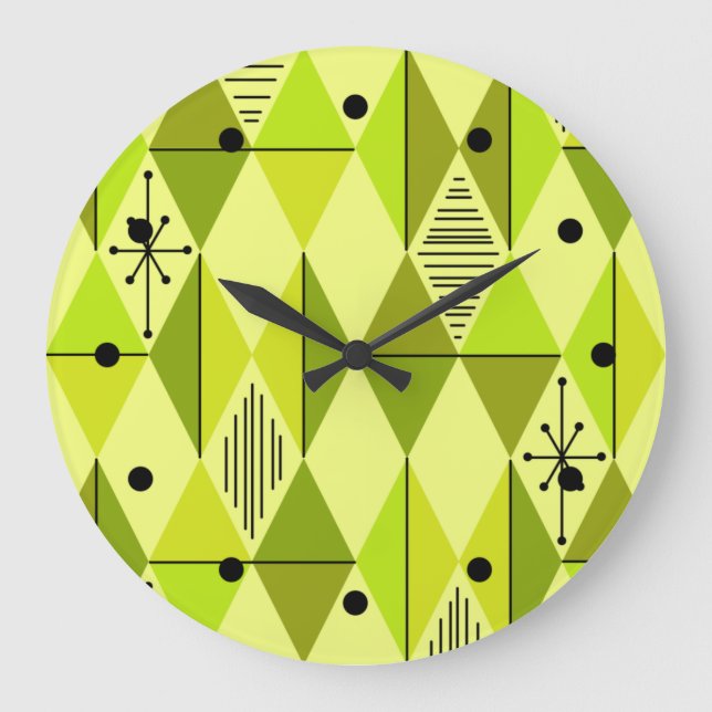 Reloj Redondo Grande Atomic Age Art Diamonds Chartreuse (Anverso)
