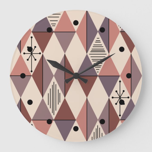 Reloj Redondo Grande Atomic Age Art Diamonds Mauve Salmon Pink (Anverso)