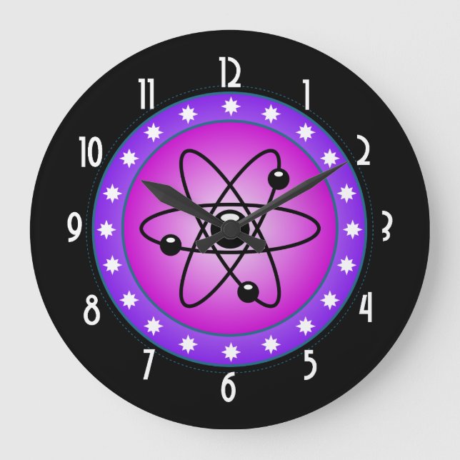 Reloj Redondo Grande Atomic Symbol on a Pink background (Anverso)