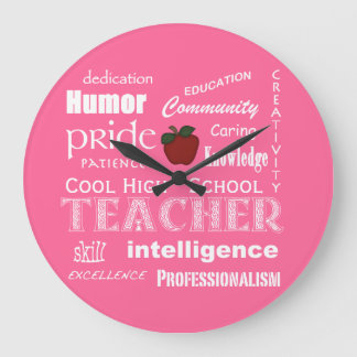 Reloj Redondo Grande Atributos del profesor de instituto Guay+Apple roj