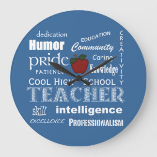 Reloj Redondo Grande Atributos del profesor de instituto Guay+Apple roj