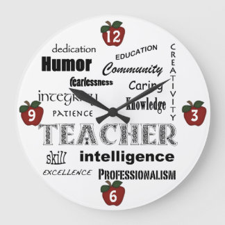 Reloj Redondo Grande Atributos del profesor+Manzanas rojas