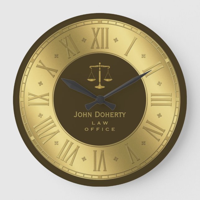 Reloj Redondo Grande ATTORNEY AT LAW | Elegant Golden Classy Gift (Anverso)