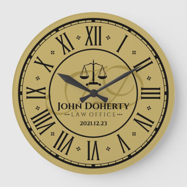 Reloj Redondo Grande ATTORNEY AT LAW | Golden Personalizable Square Wal (Anverso)