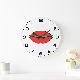 Reloj Redondo Grande Audaz arte pop de los labios rojos