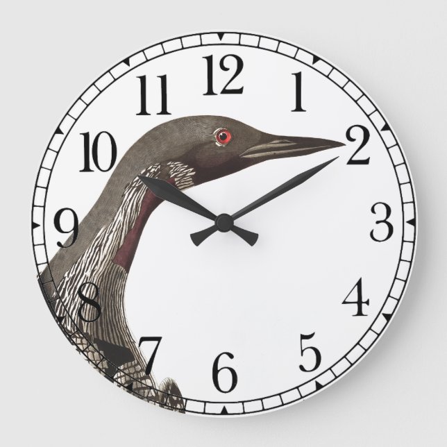 Reloj Redondo Grande Audubon Loon Bird Wildlife Animal Wall Clock (Anverso)