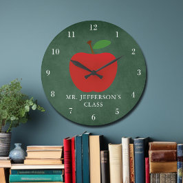 Reloj Redondo Grande Aula de la Escuela de Personalizados Green Chalkbo