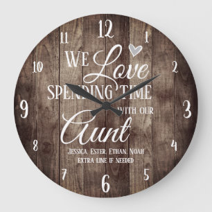 Reloj Redondo Grande Aunt Spending Time with Custom Name