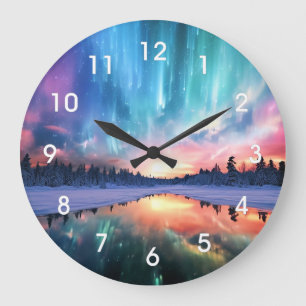 Reloj Redondo Grande Aurora Boreal, Luces del Norte,