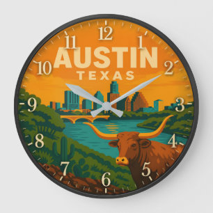 Reloj Redondo Grande Austin Texas Longhorn Riverfront
