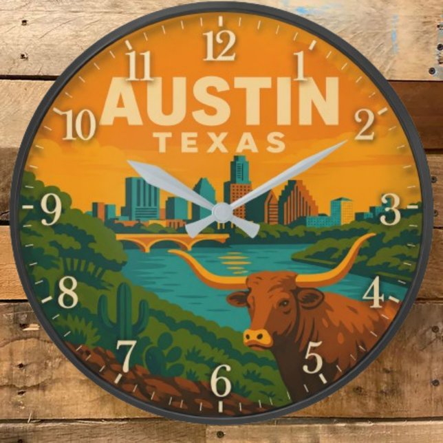 Reloj Redondo Grande Austin Texas Longhorn Riverfront (Subido por el creador)