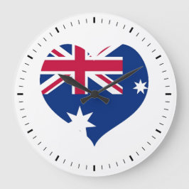 Reloj Redondo Grande Australia Flag Heart Cutout Wall Clock