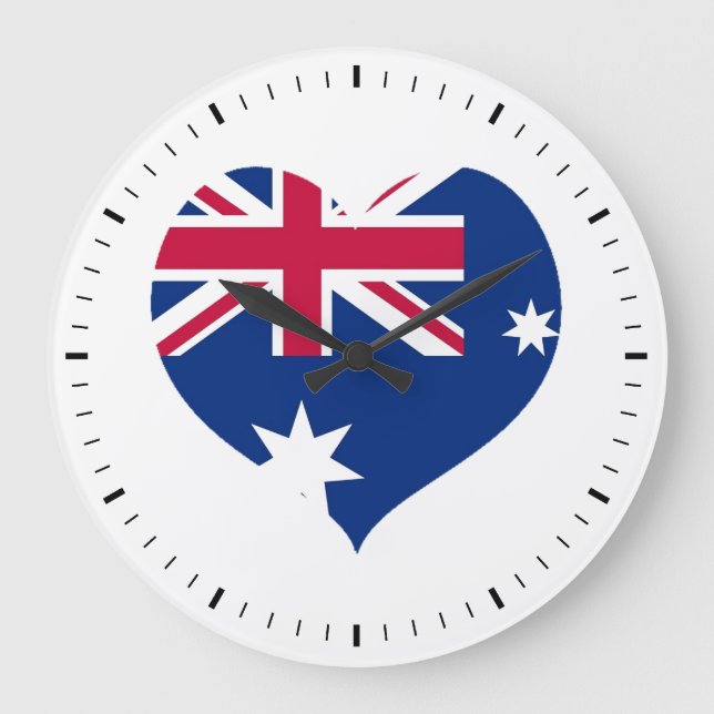 Reloj Redondo Grande Australia Flag Heart Cutout Wall Clock (Anverso)