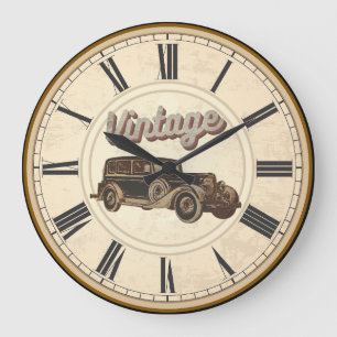 RELOJ REDONDO GRANDE AUTO ANTIGUO CON NUMEROS ROMANOS DE ÉPOCA