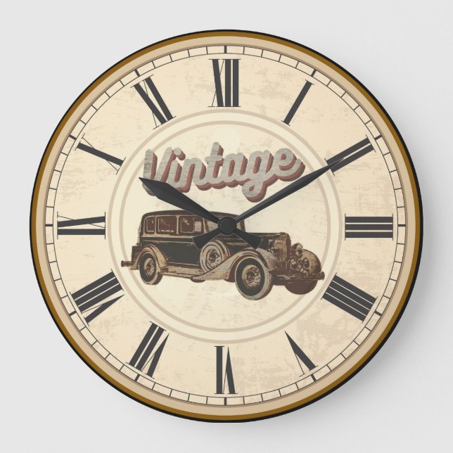 RELOJ REDONDO GRANDE AUTO ANTIGUO CON NUMEROS ROMANOS DE ÉPOCA (Anverso)