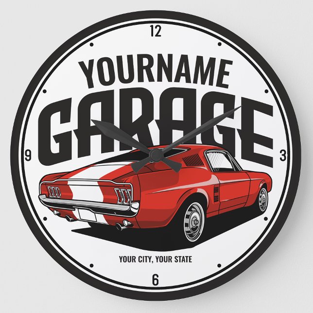Reloj Redondo Grande Auto muscular personalizado 1967 Red Fastback Gara (Subido por el creador)