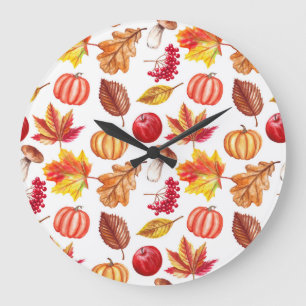 Reloj Redondo Grande Autumn Botanic Seamless: Elegancia Floral.