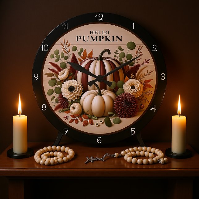 Reloj Redondo Grande Autumn Harvest 'Hello Pumpkin'  (Subido por el creador)