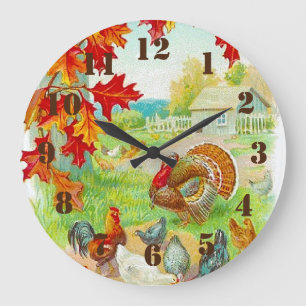 Reloj Redondo Grande Autumn in the Farm Rustic Country Kitchen