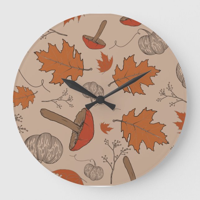 Reloj Redondo Grande Autumn Mushrooms (Anverso)