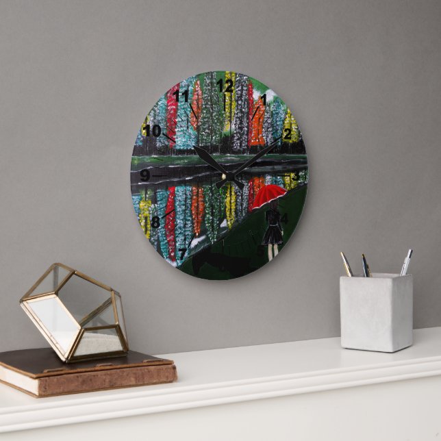 Reloj Redondo Grande Autumn Reflection Painting by Alfred Fox (Oficina)