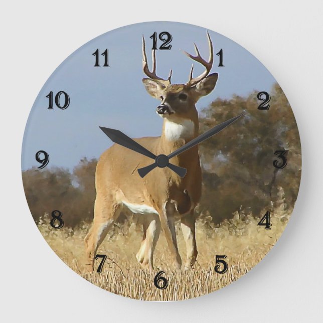 Reloj Redondo Grande Autumn Whitetail Buck (Anverso)