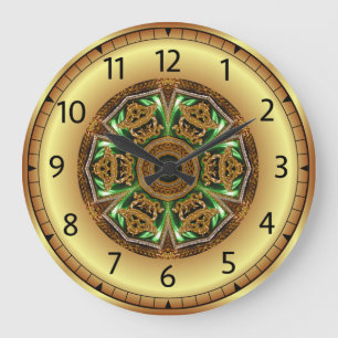 Reloj Redondo Grande Avant - Garde, Verde y Dorado, Diseño KNF 1 ~ 