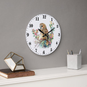 Reloj Redondo Grande ave adoradora de búho adorable