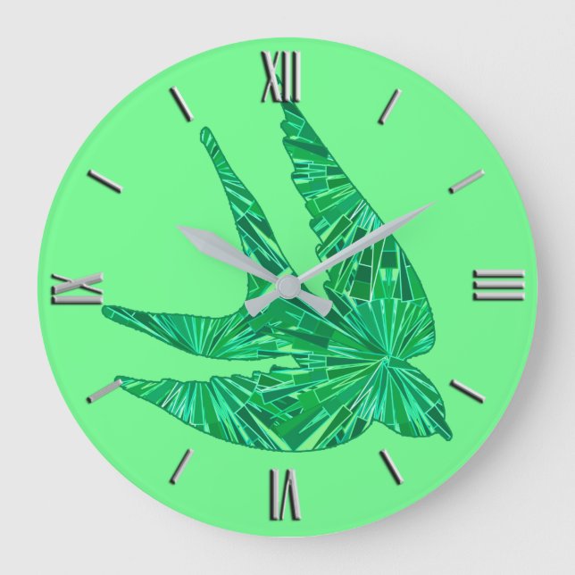 Reloj Redondo Grande Ave geométrica moderna, jade y verde esmeralda (Anverso)