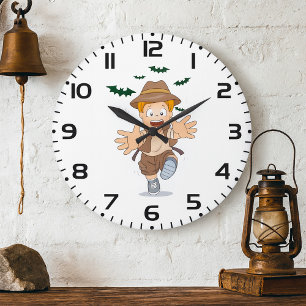 Reloj Redondo Grande Aventure Explorer Kid huyendo de bats
