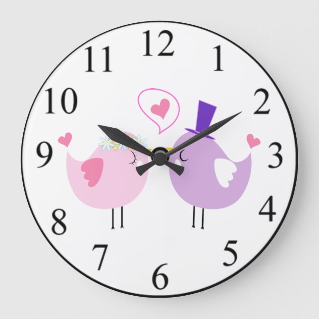 Reloj Redondo Grande Aves de amor (Anverso)